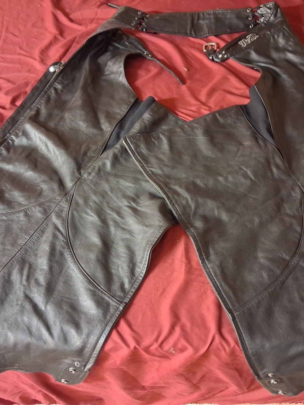 Harley-Davidson Black Leather Motorcycle Chaps